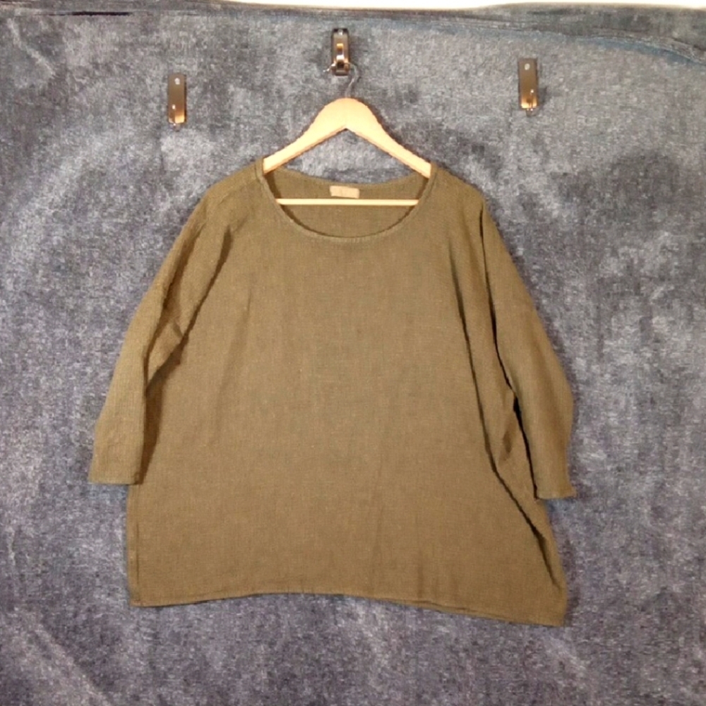 CP Shades Green Crew Neck Sweater Relaxed Fit Pullover Womens Medium Oversized